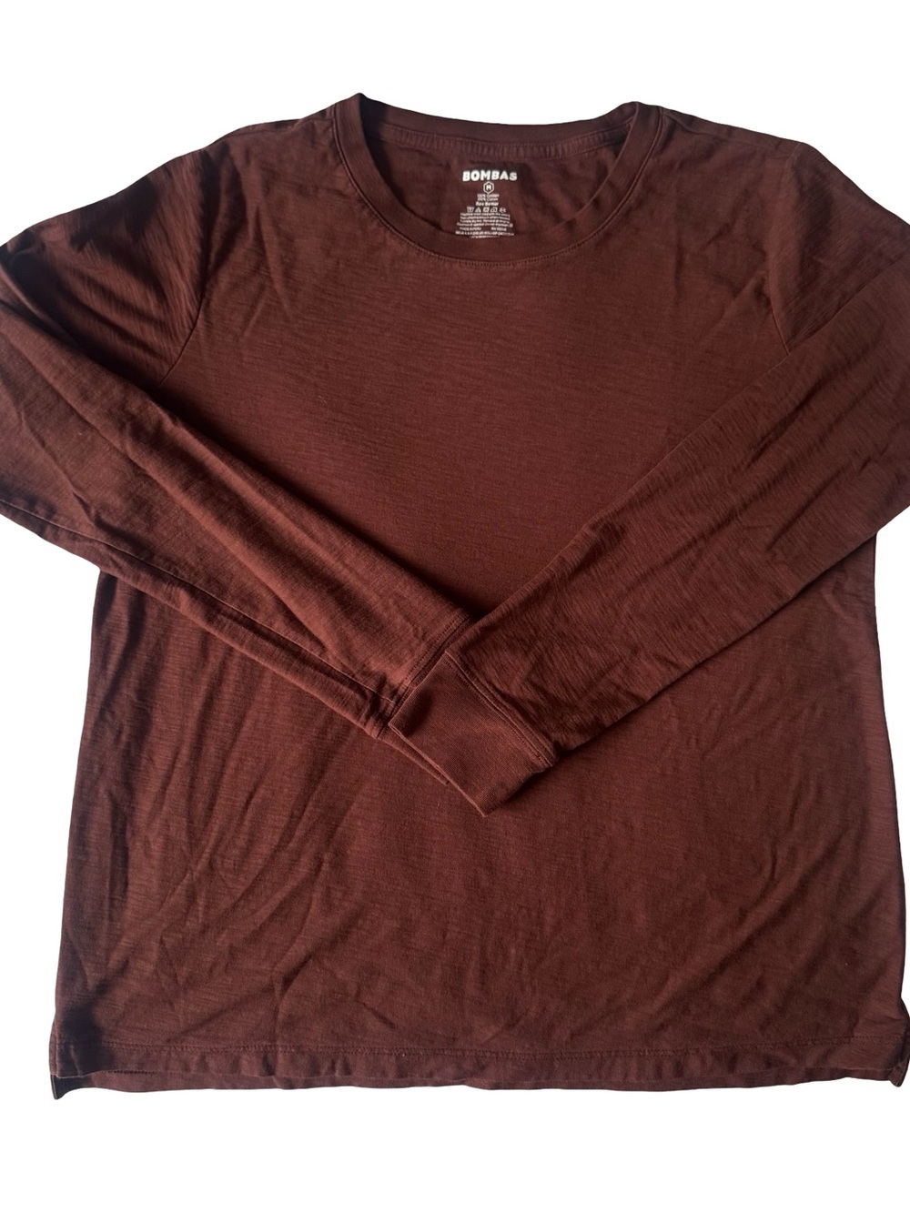 Bombas Women’s Brown Long Sleeve 100% Cotton Crew Neck T-Shirt